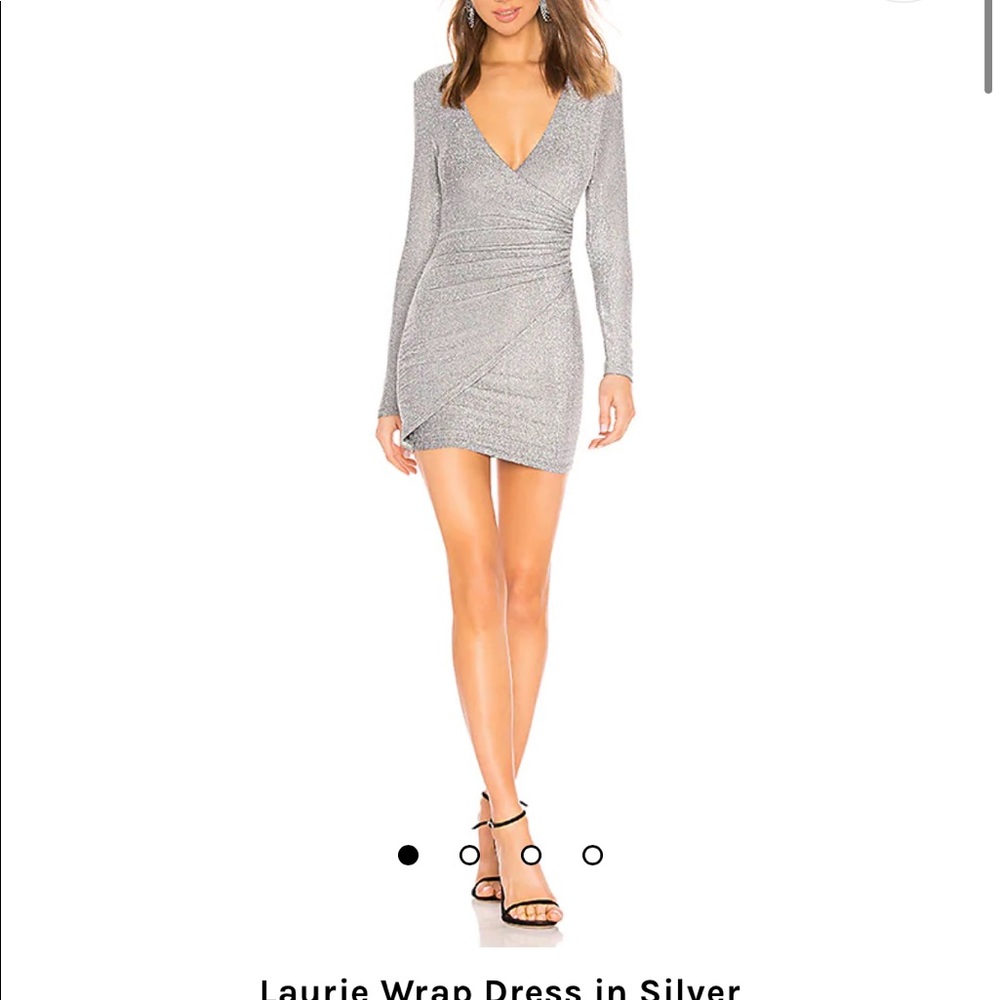 Superdown long sleeve mini dress in silver metallic color. Revolve best seller!